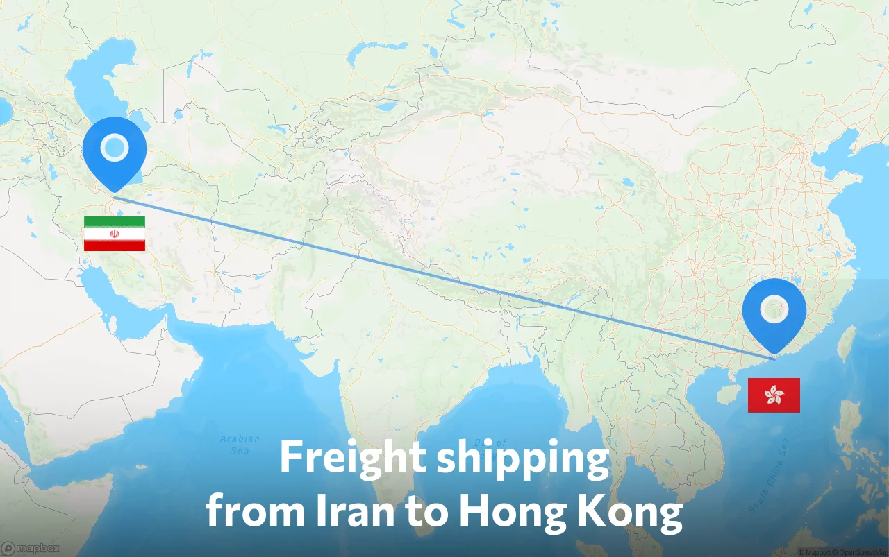Shipping route from Iran to Hong Kong