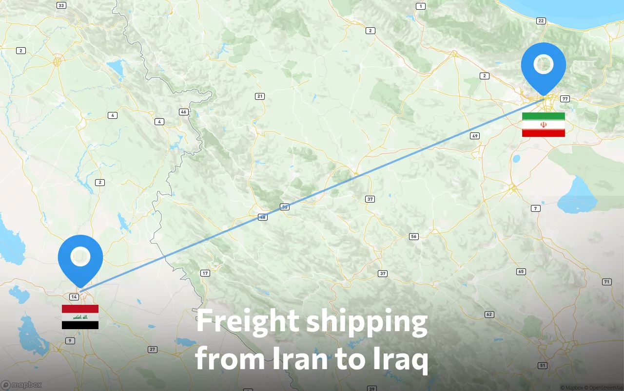 Shipping route from Iran to Iraq