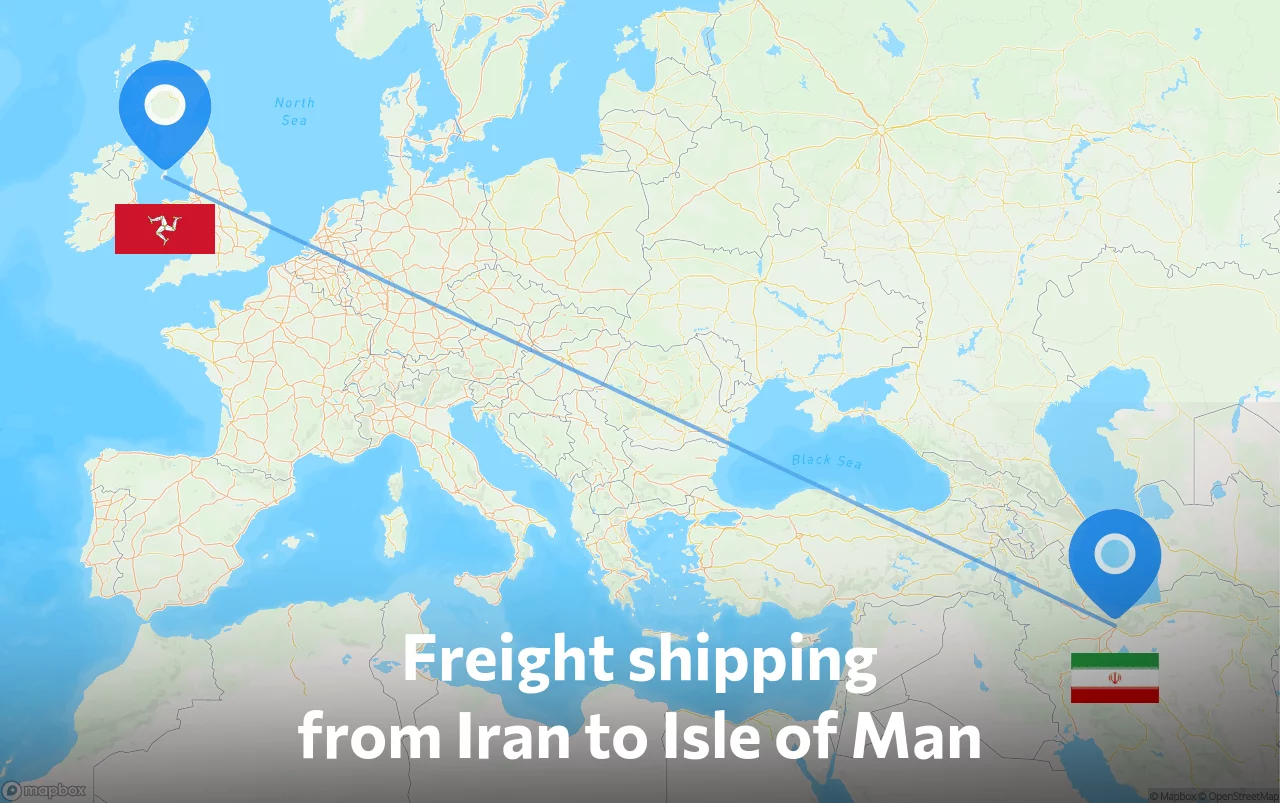 Shipping route from Iran to Isle of Man