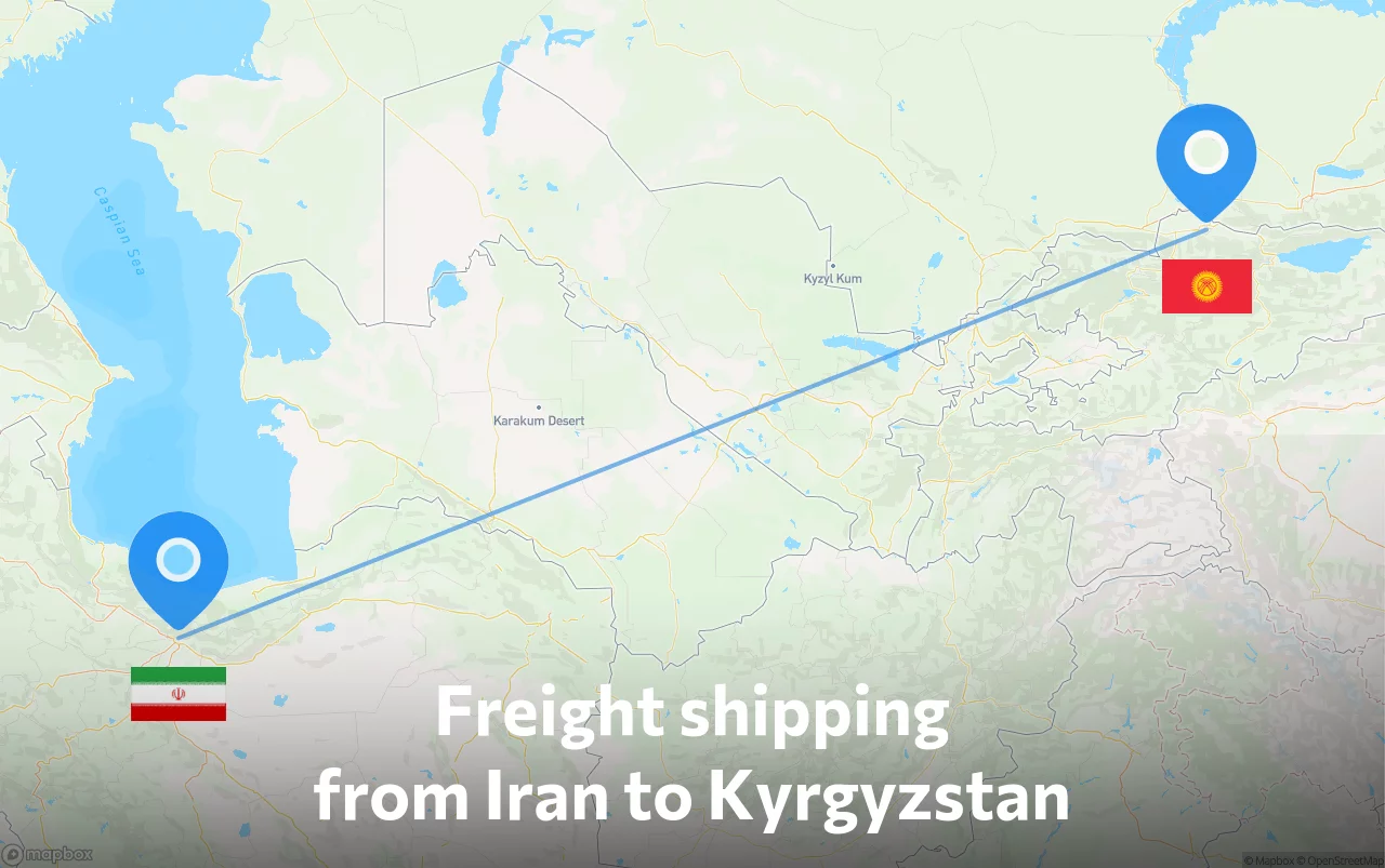 Shipping route from Iran to Kyrgyzstan