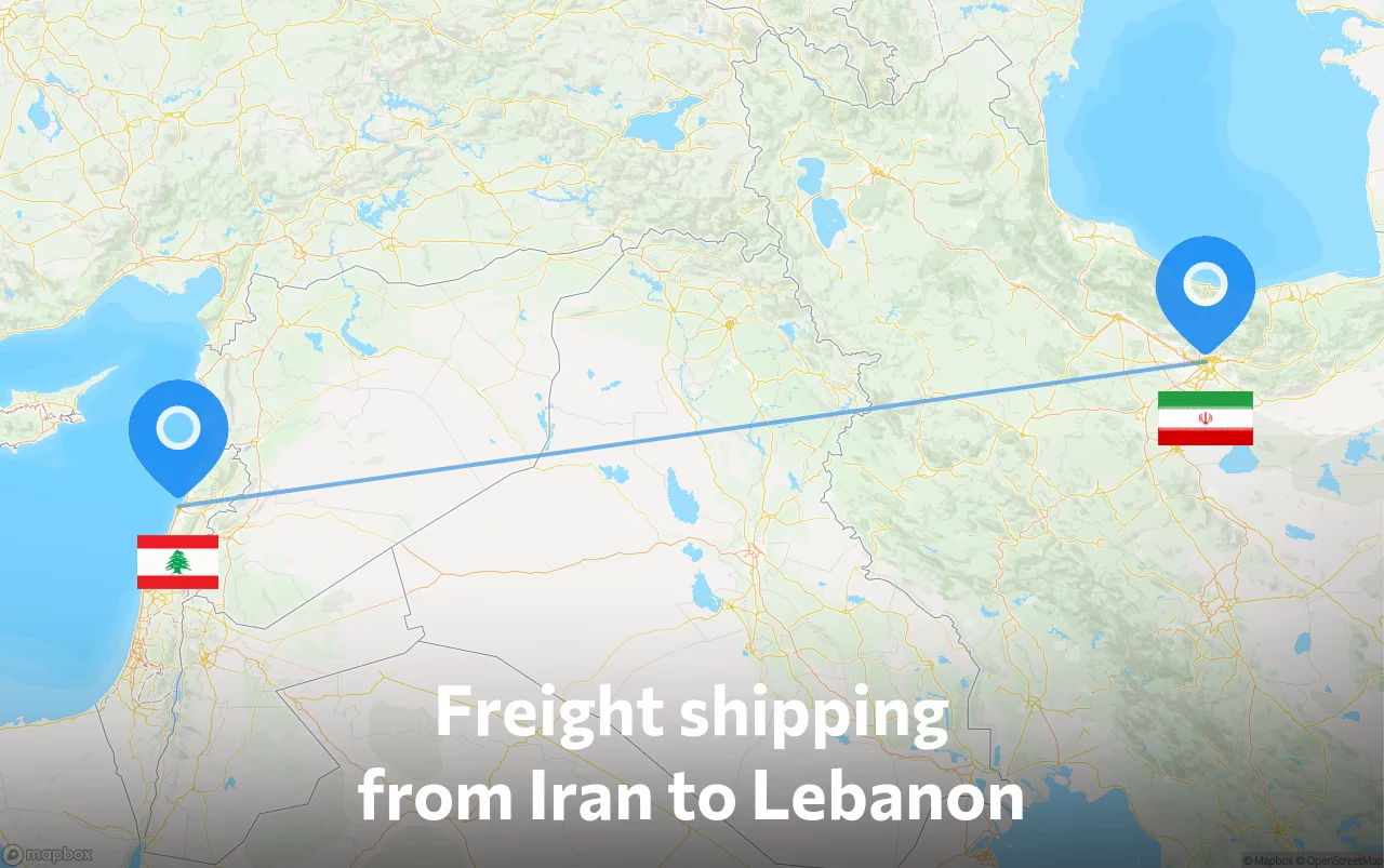 Shipping route from Iran to Lebanon
