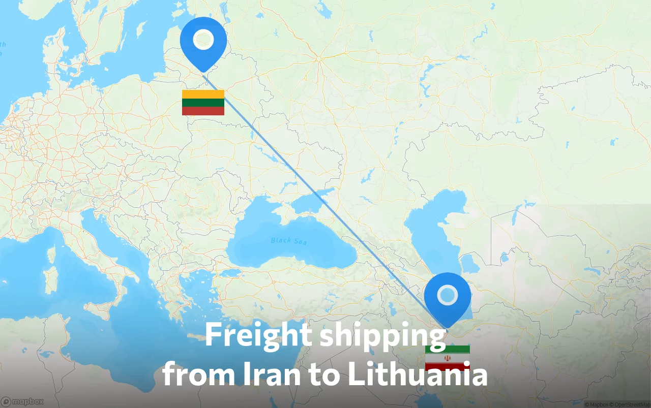 Shipping route from Iran to Lithuania