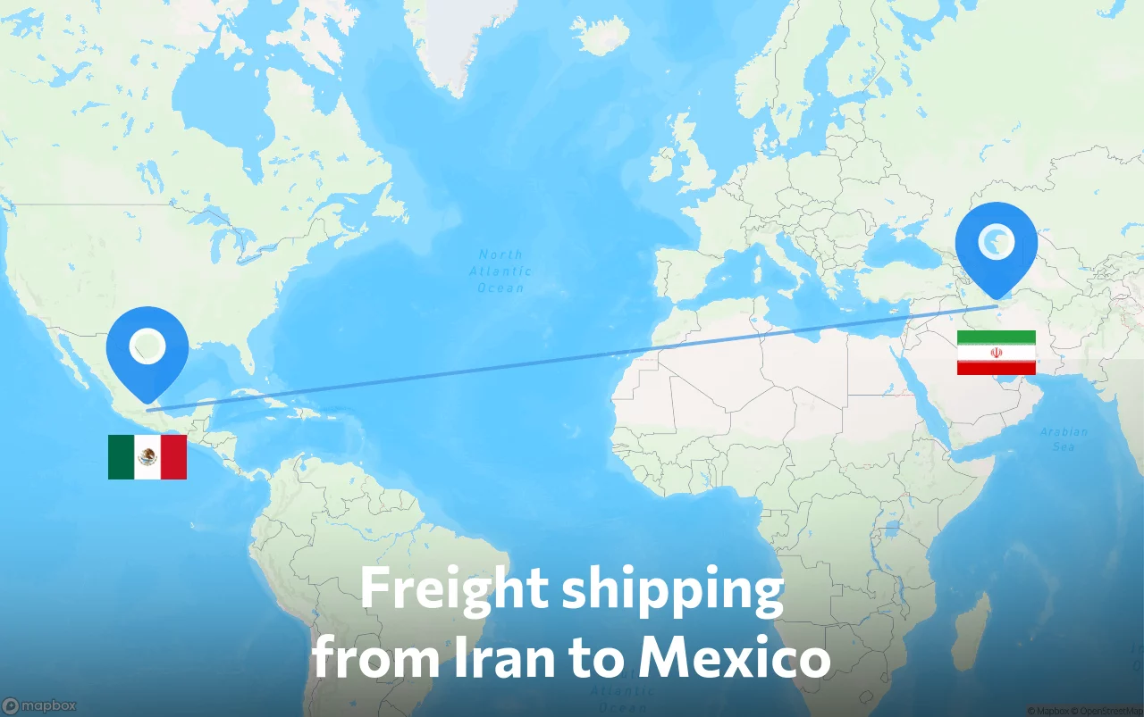 Shipping route from Iran to Mexico