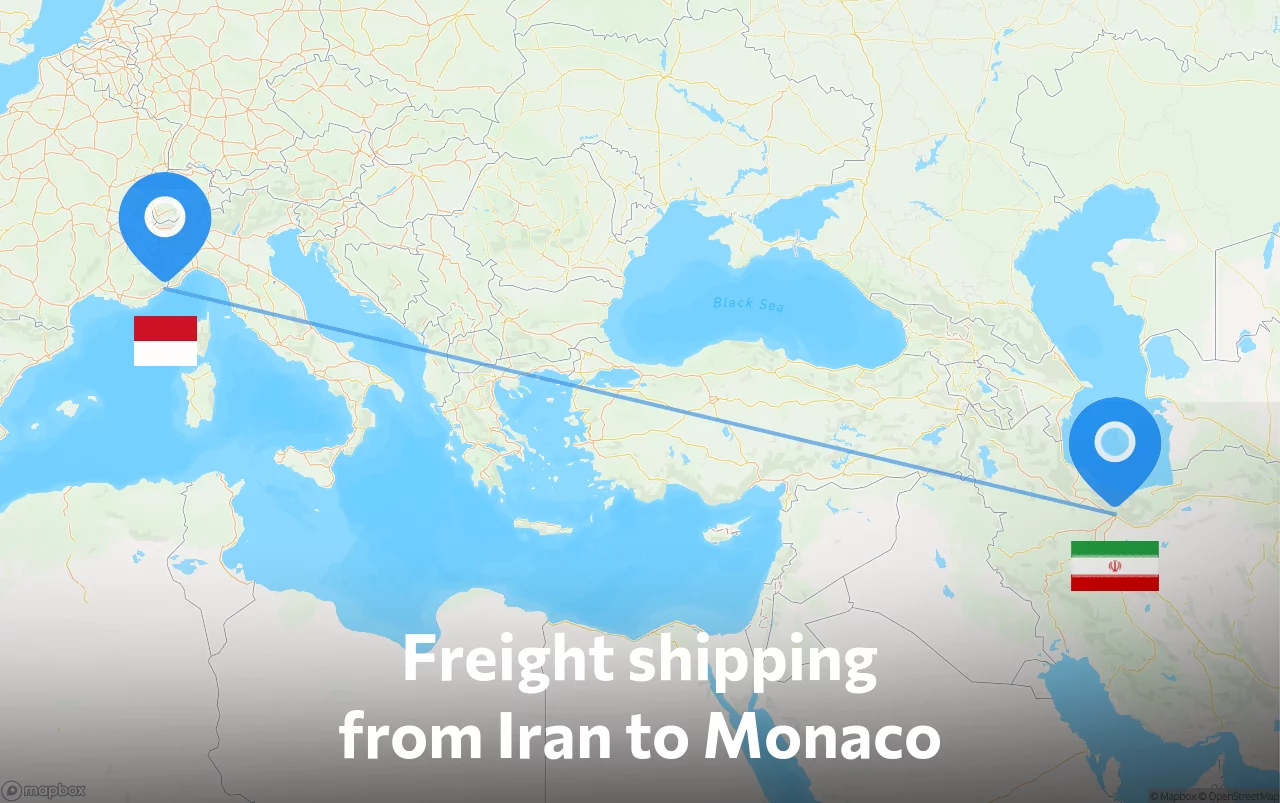 Shipping route from Iran to Monaco