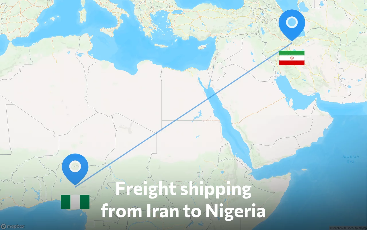 Shipping route from Iran to Nigeria