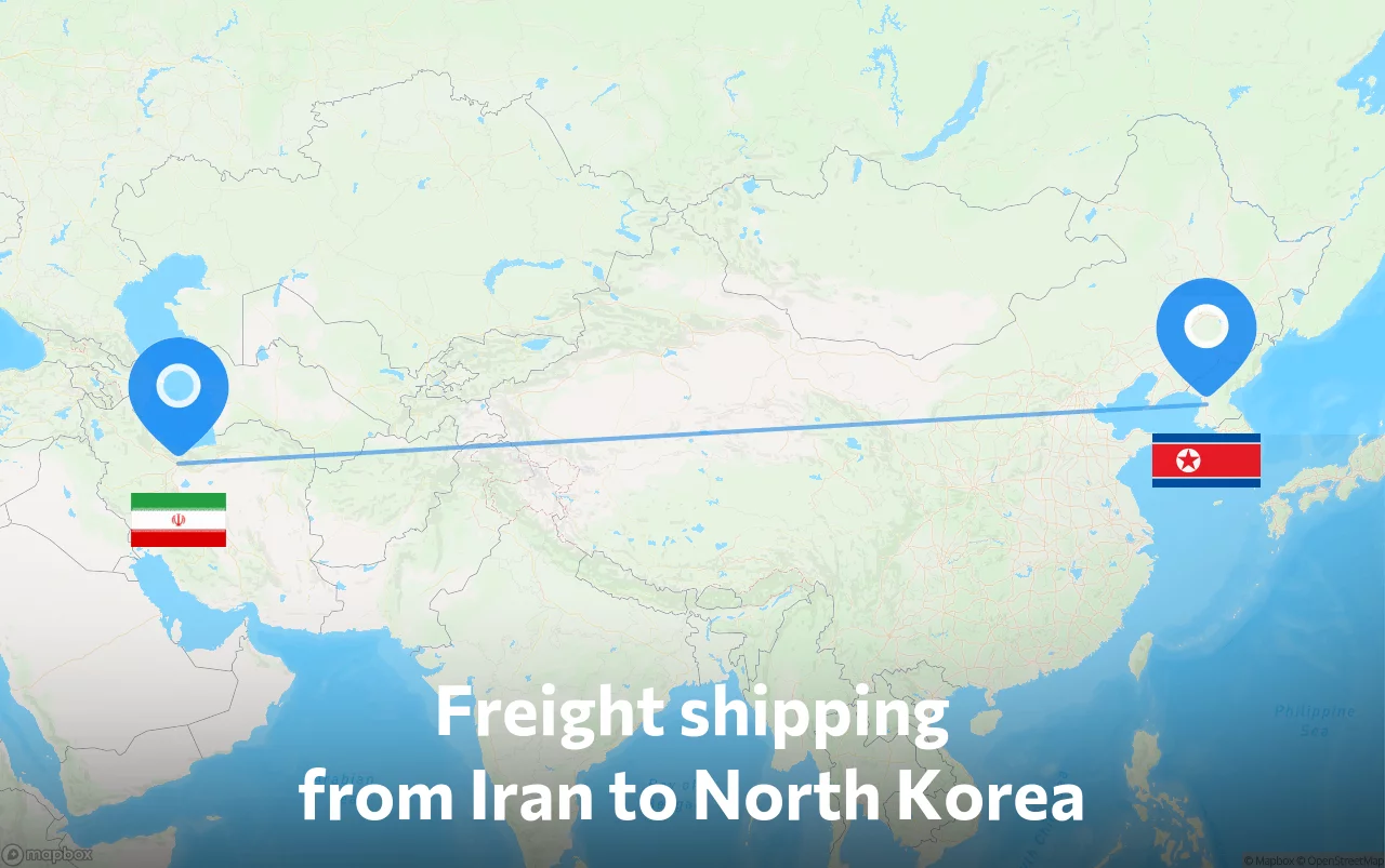 Shipping route from Iran to North Korea