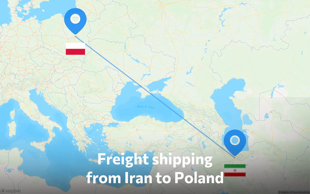 Shipping route from Iran to Poland
