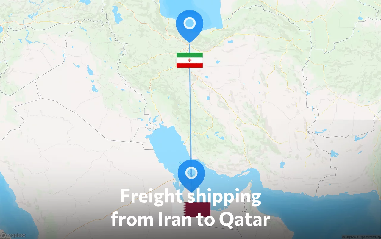 Shipping route from Iran to Qatar