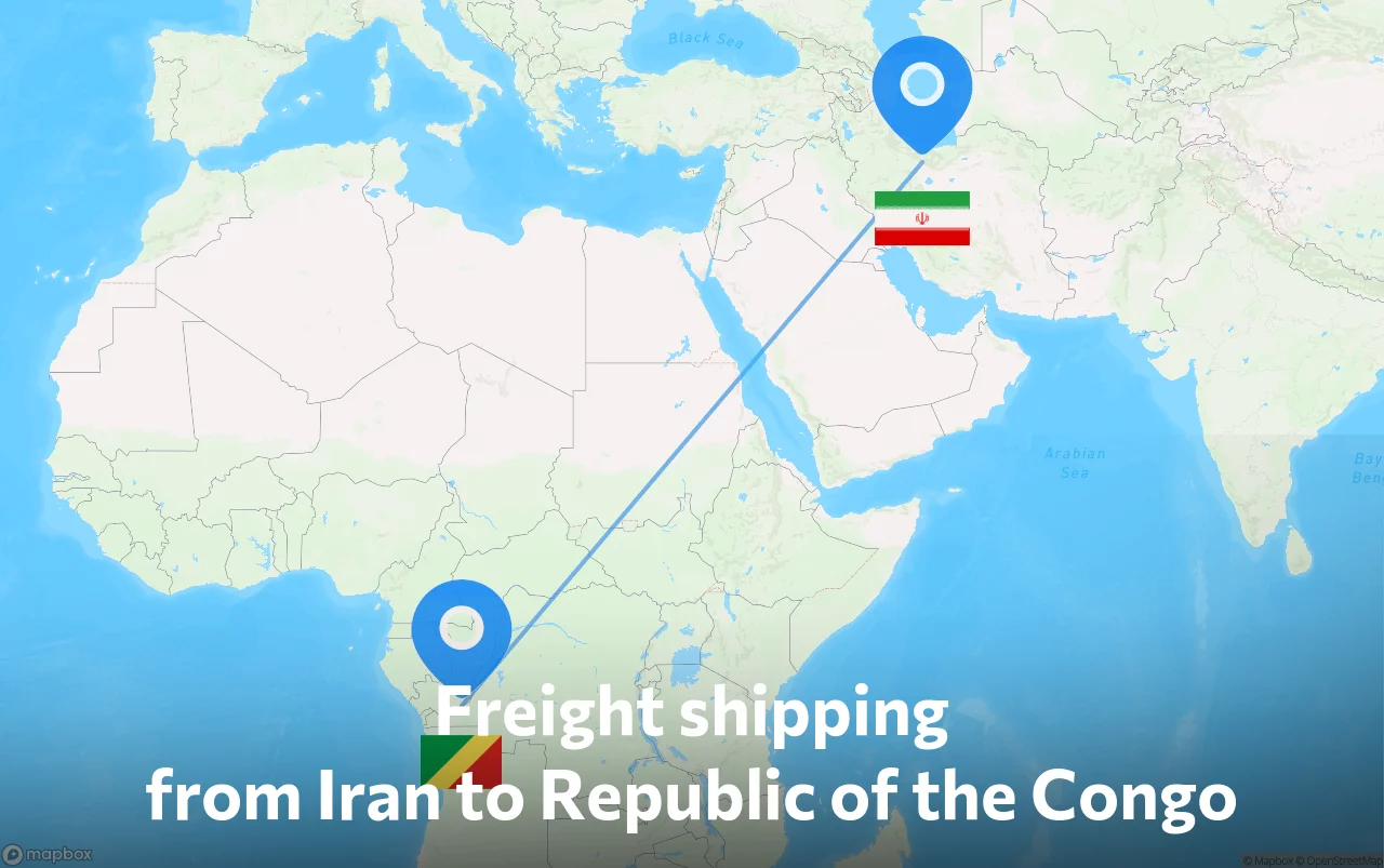 Shipping route from Iran to Republic of the Congo