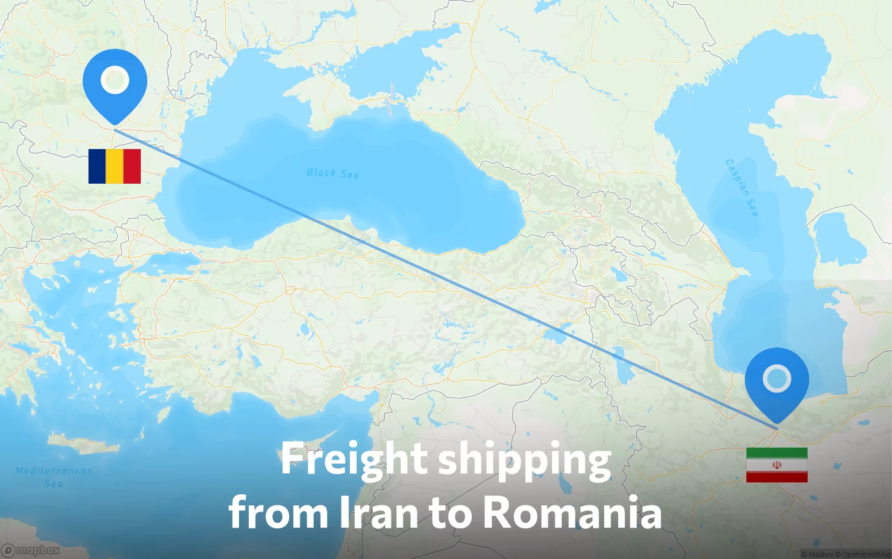 Shipping route from Iran to Romania