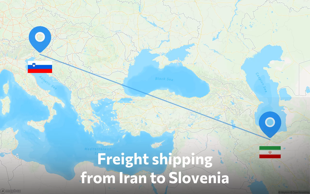 Shipping route from Iran to Slovenia