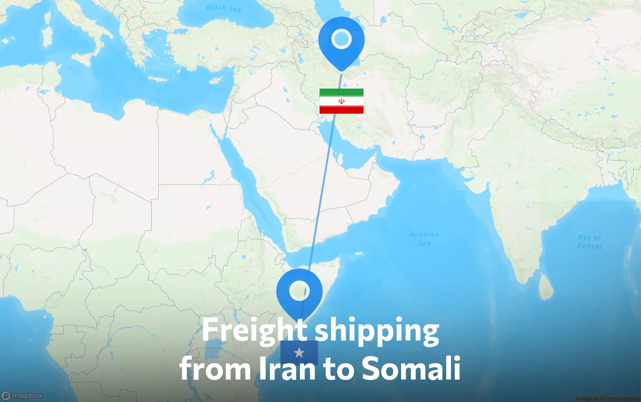 Shipping route from Iran to Somali