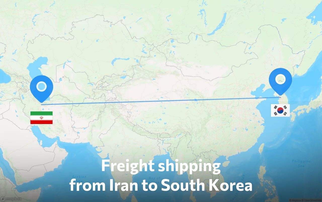 Shipping route from Iran to South Korea