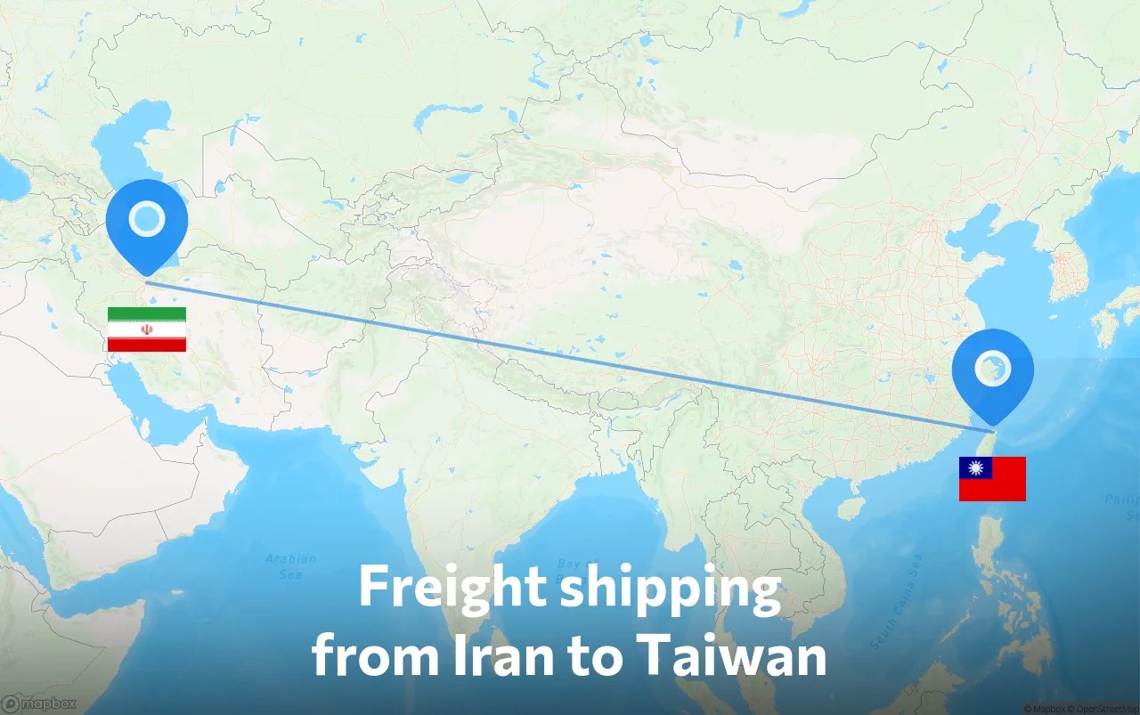 Shipping route from Iran to Taiwan
