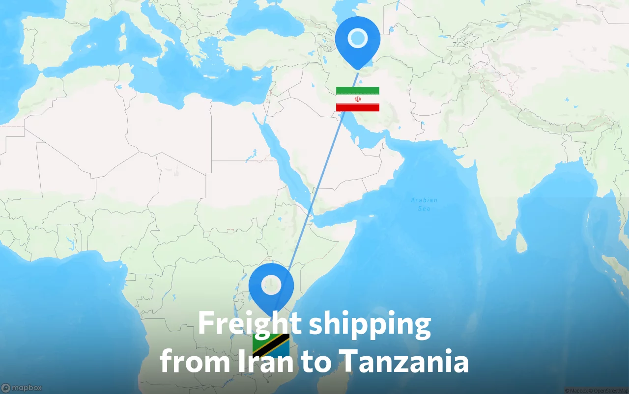 Shipping route from Iran to Tanzania