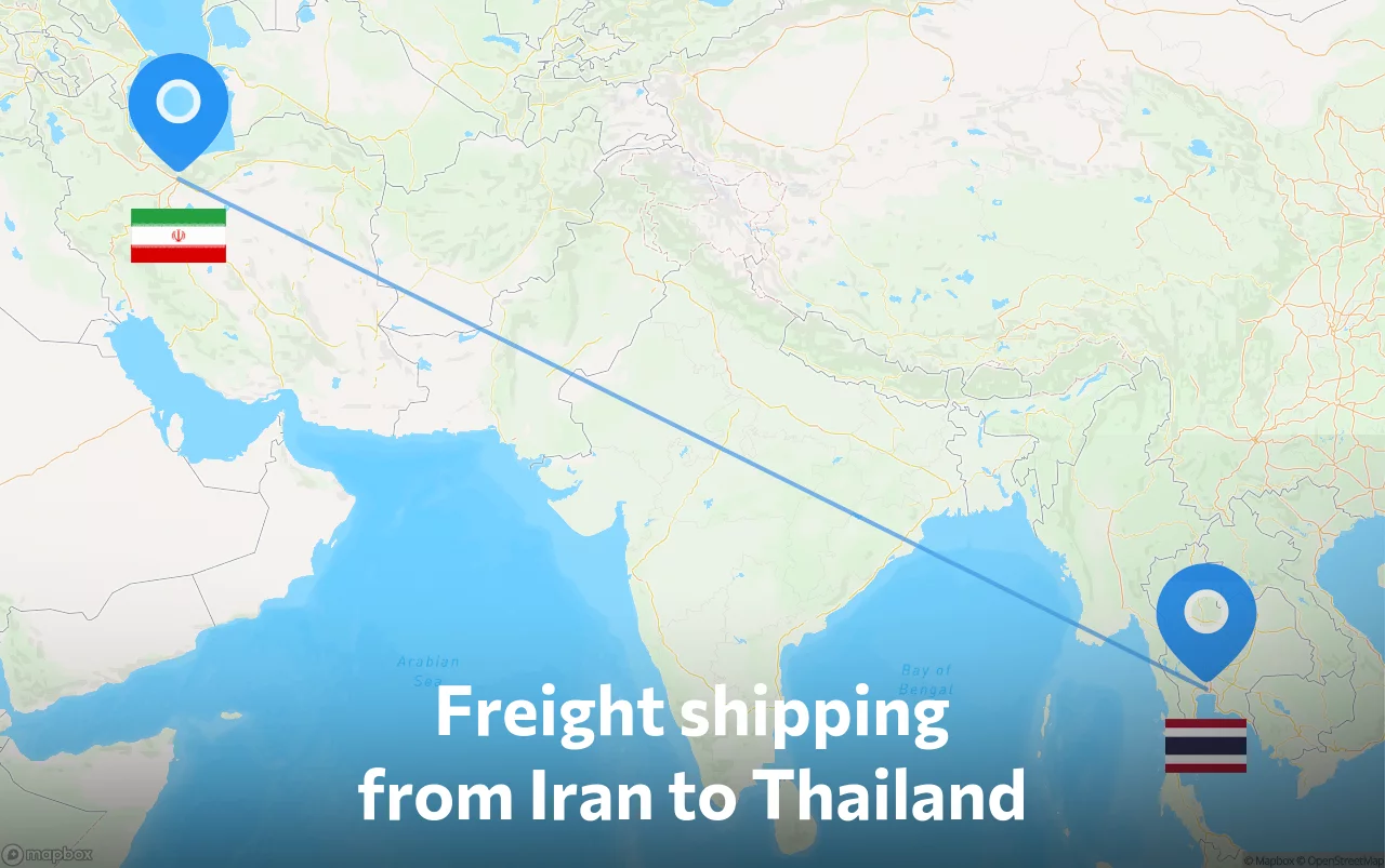 Shipping route from Iran to Thailand
