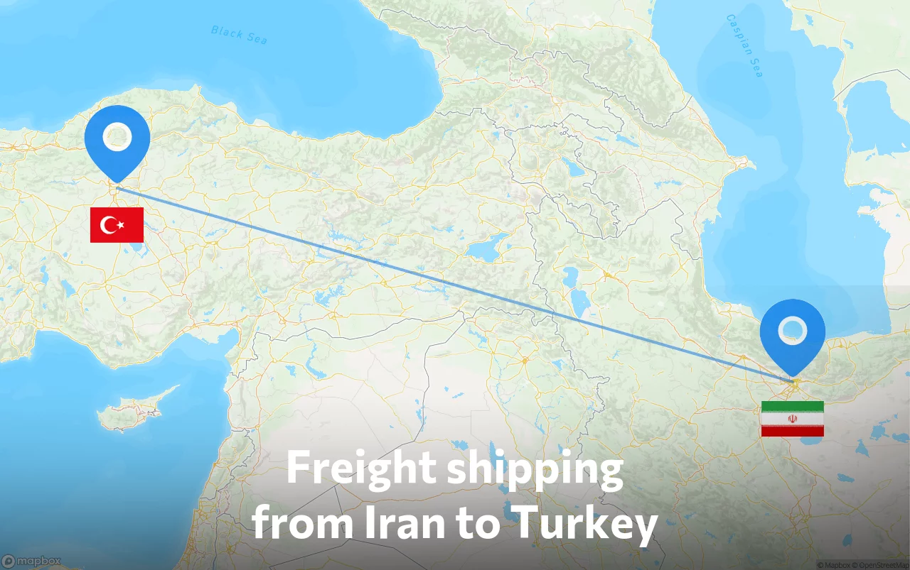 Shipping route from Iran to Turkey
