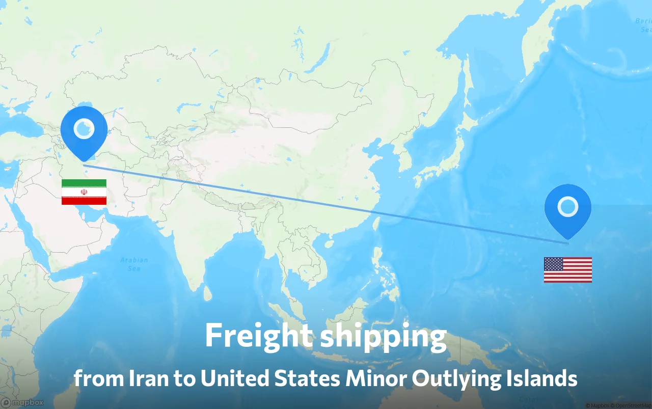 Shipping route from Iran to United States Minor Outlying Islands