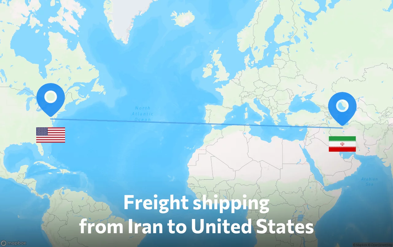 Shipping route from Iran to United States