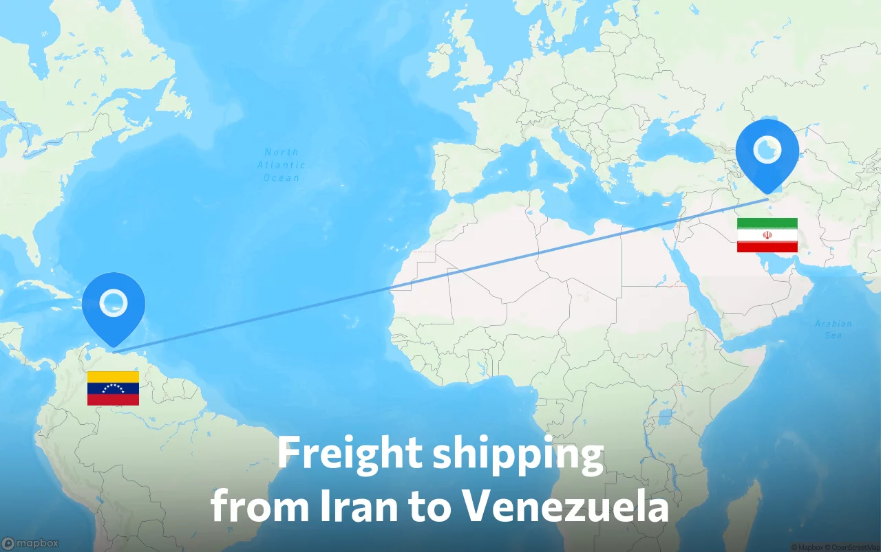 Shipping route from Iran to Venezuela