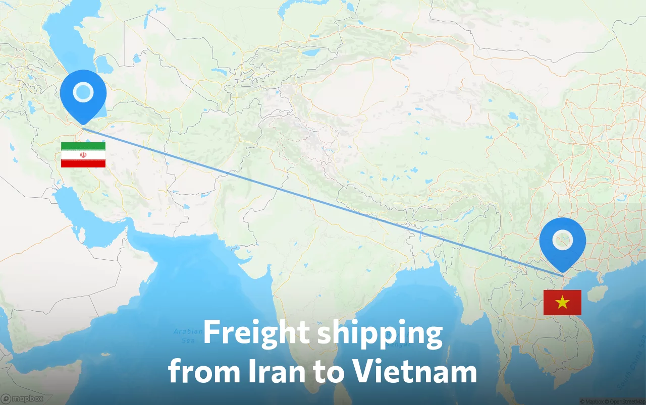 Shipping route from Iran to Vietnam