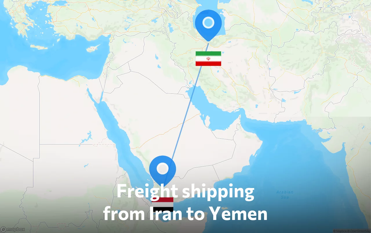 Shipping route from Iran to Yemen