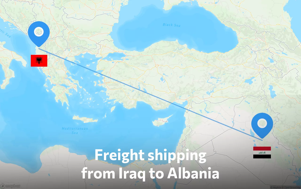 Shipping route from Iraq to Albania
