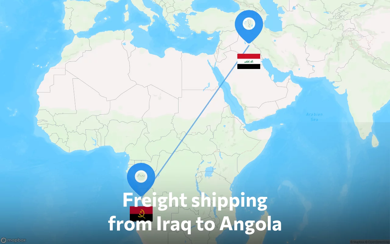 Shipping route from Iraq to Angola