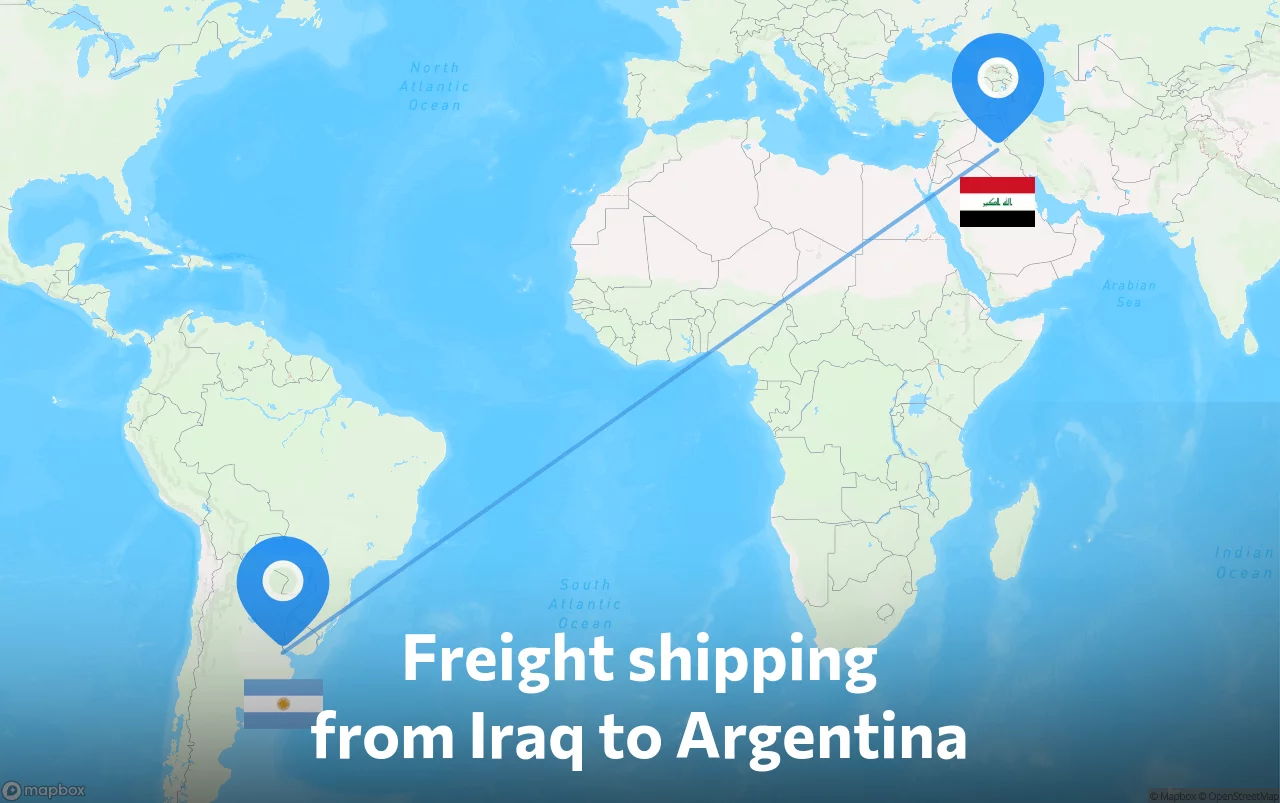 Shipping route from Iraq to Argentina