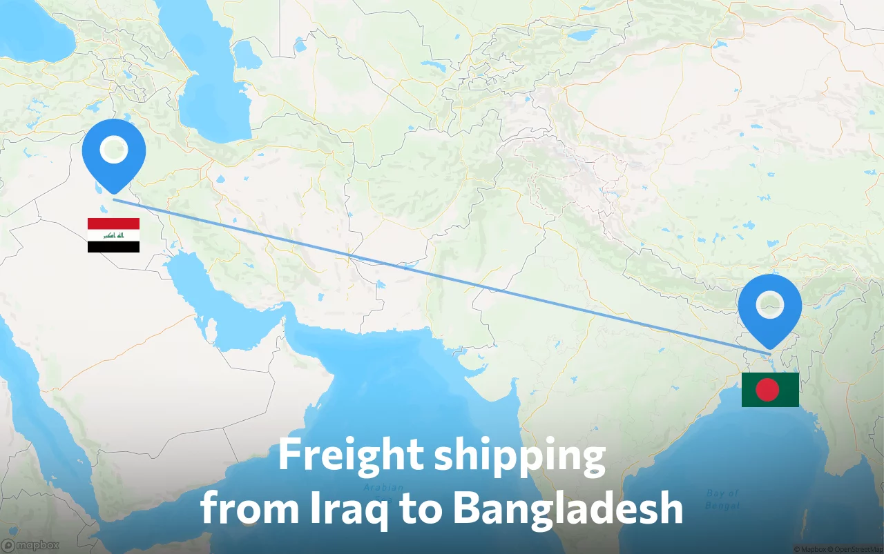 Shipping route from Iraq to Bangladesh