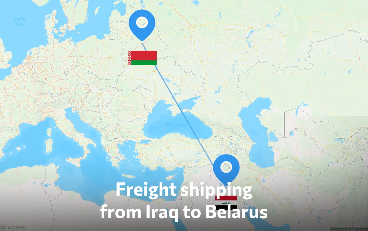Shipping route from Iraq to Belarus