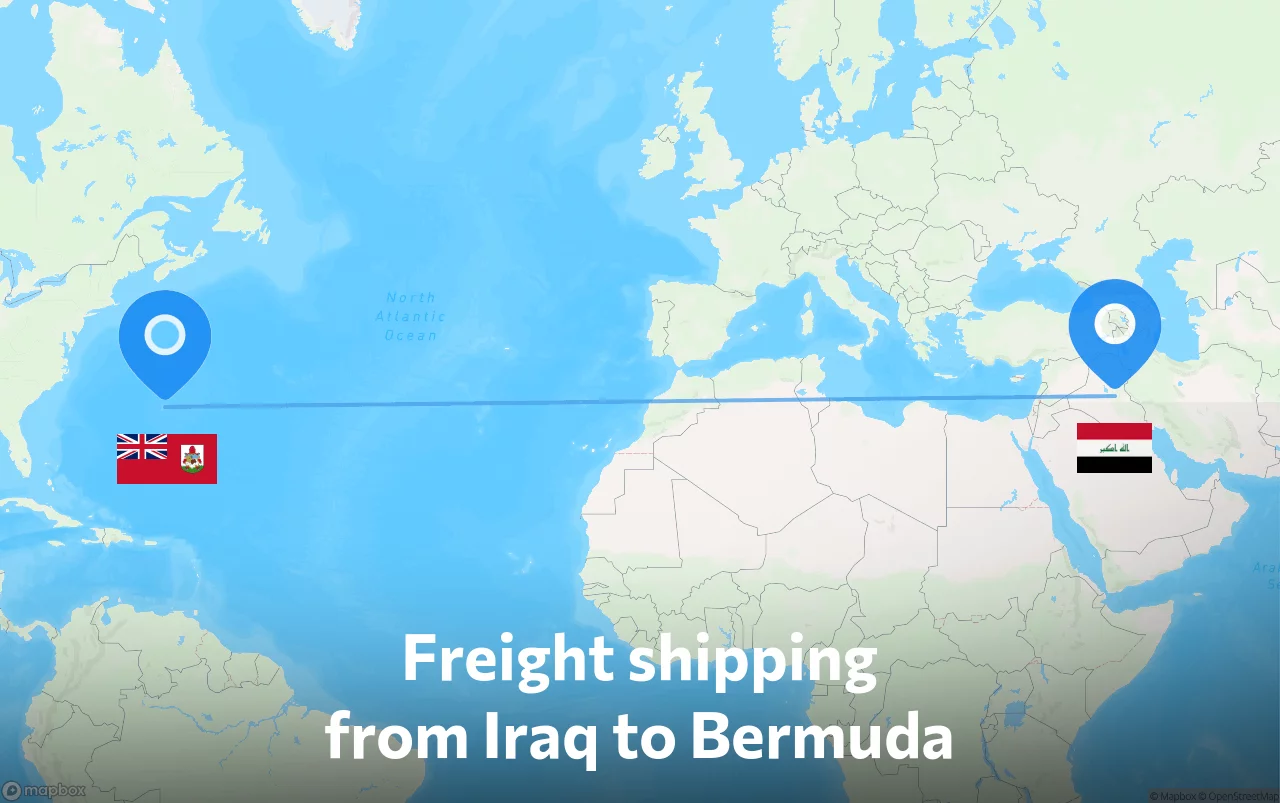 Shipping route from Iraq to Bermuda