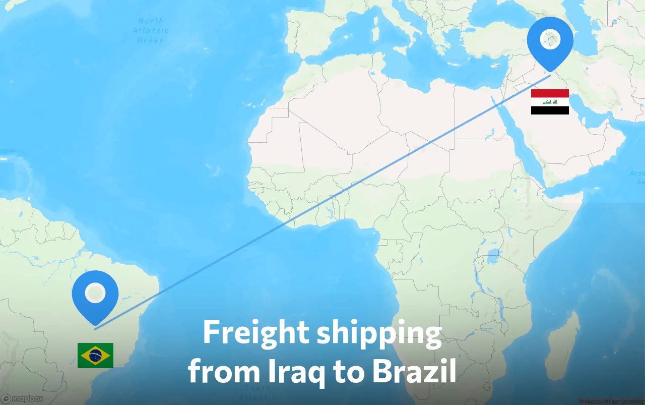 Shipping route from Iraq to Brazil