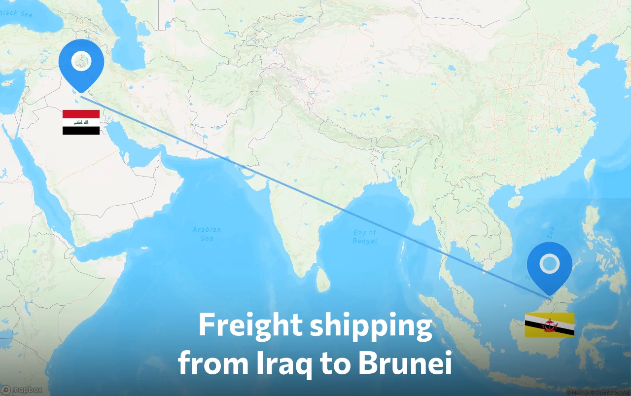 Shipping route from Iraq to Brunei