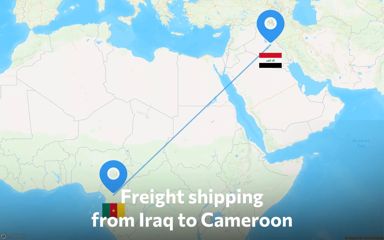 Shipping route from Iraq to Cameroon