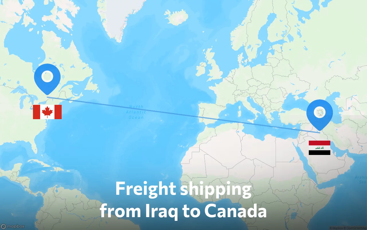 Shipping route from Iraq to Canada