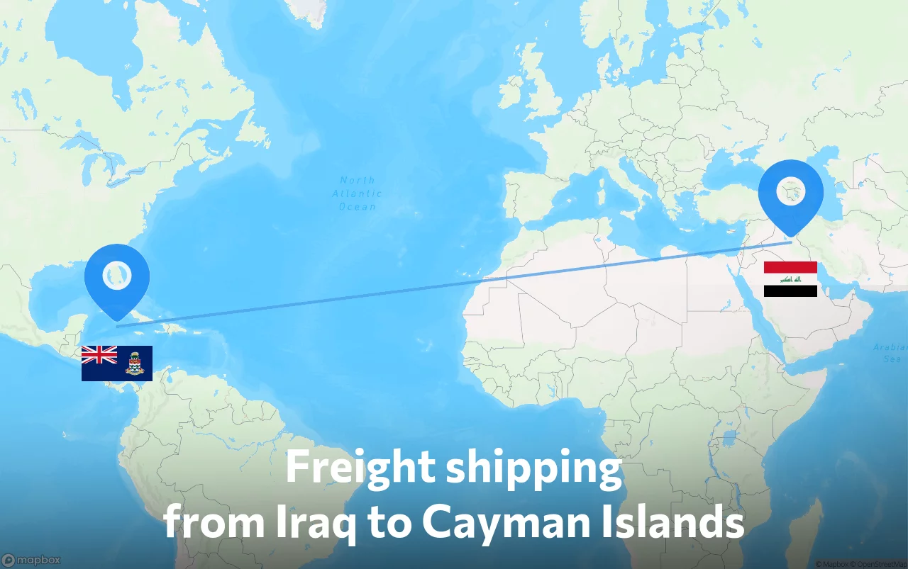 Shipping route from Iraq to Cayman Islands