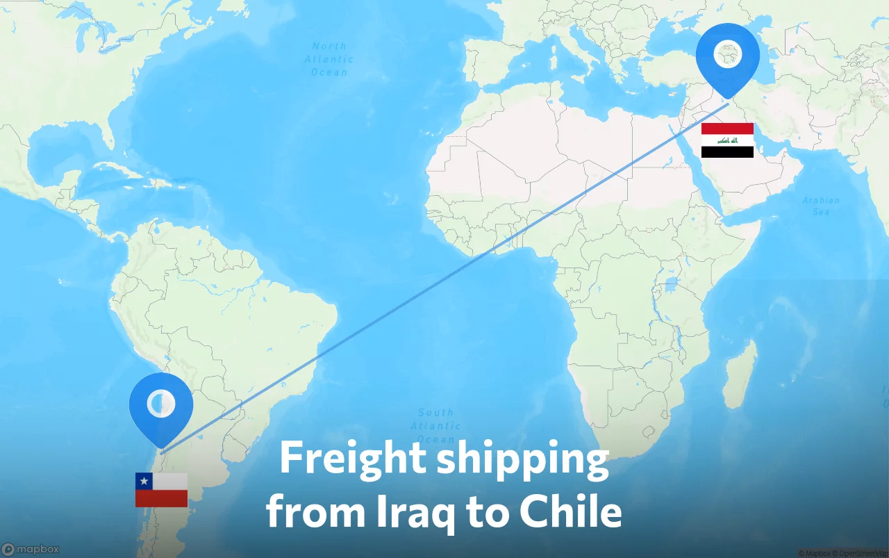 Shipping route from Iraq to Chile