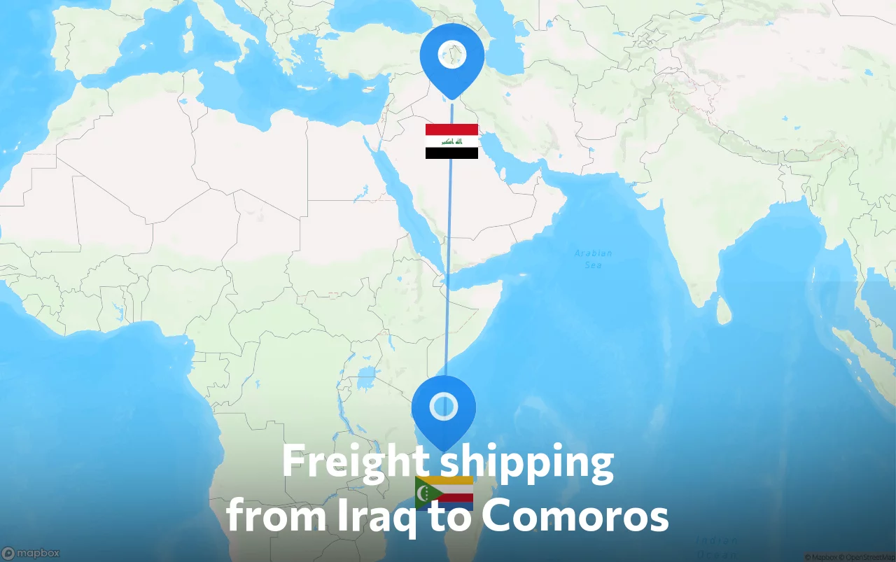 Shipping route from Iraq to Comoros