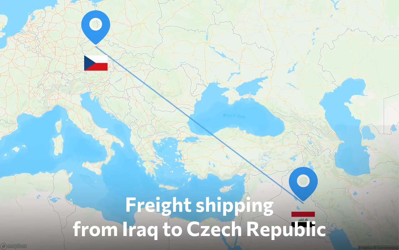 Shipping route from Iraq to Czech Republic