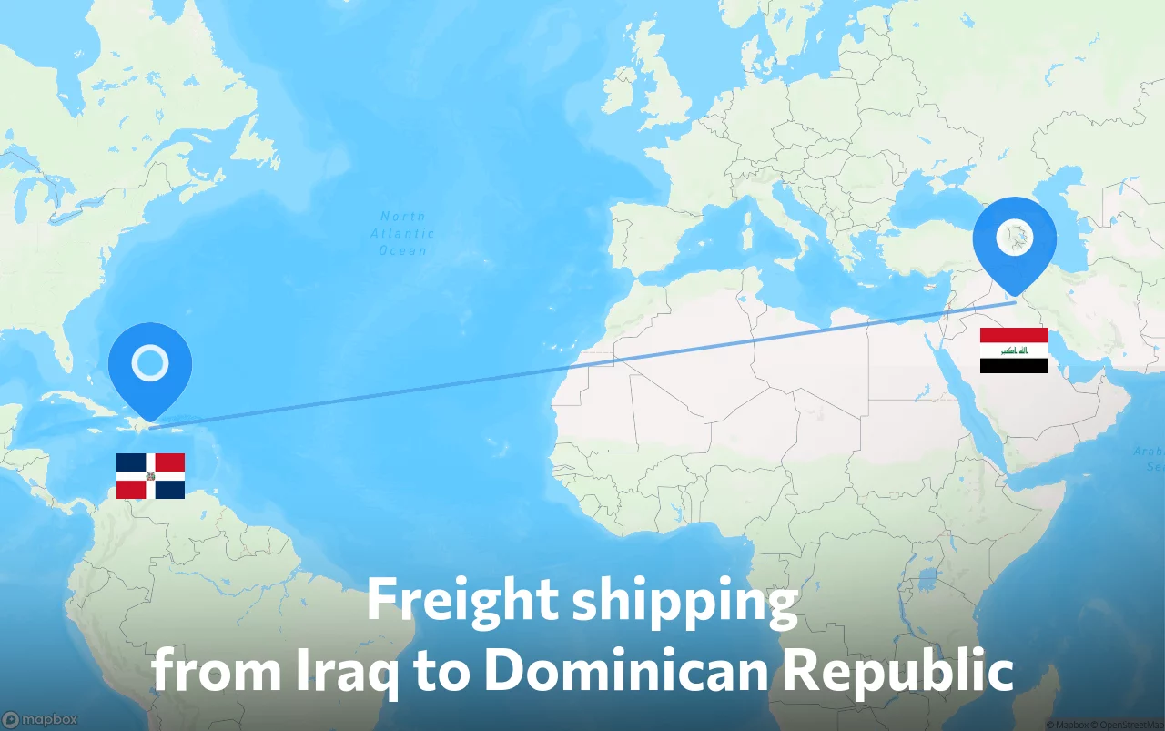 Shipping route from Iraq to Dominican Republic