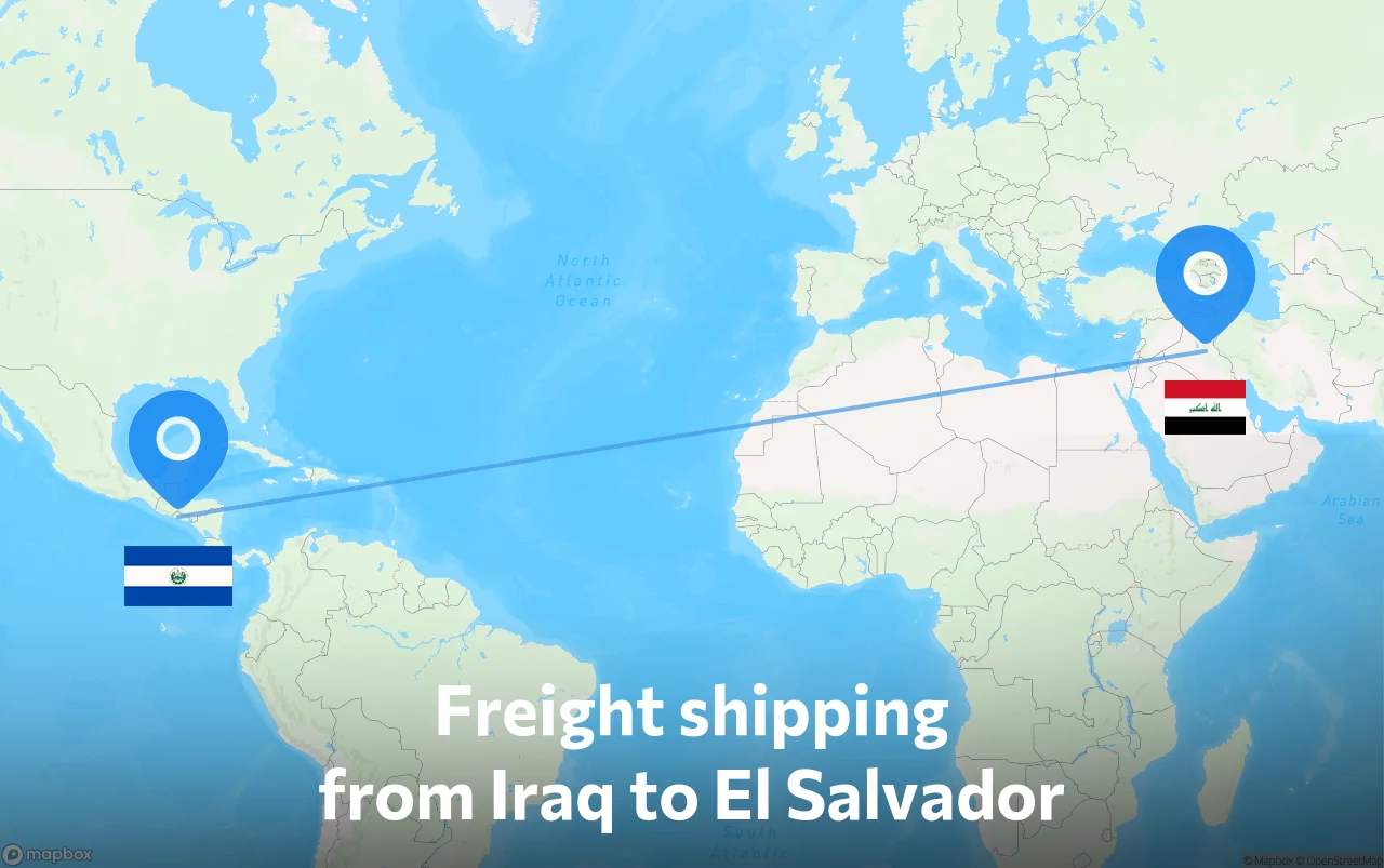 Shipping route from Iraq to El Salvador