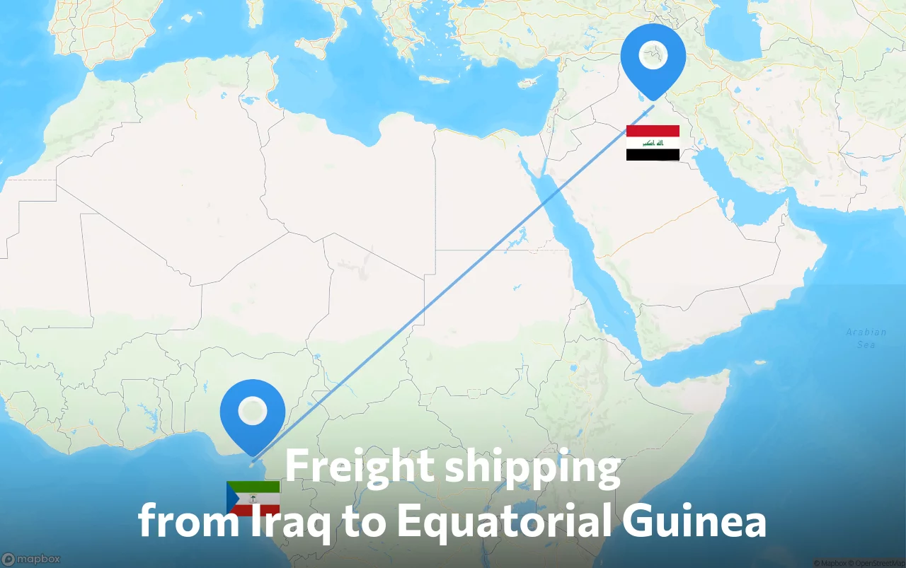 Shipping route from Iraq to Equatorial Guinea