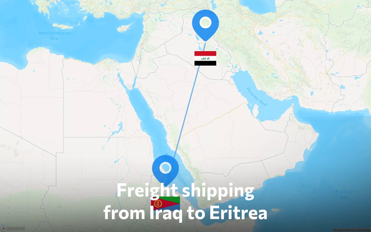 Shipping route from Iraq to Eritrea