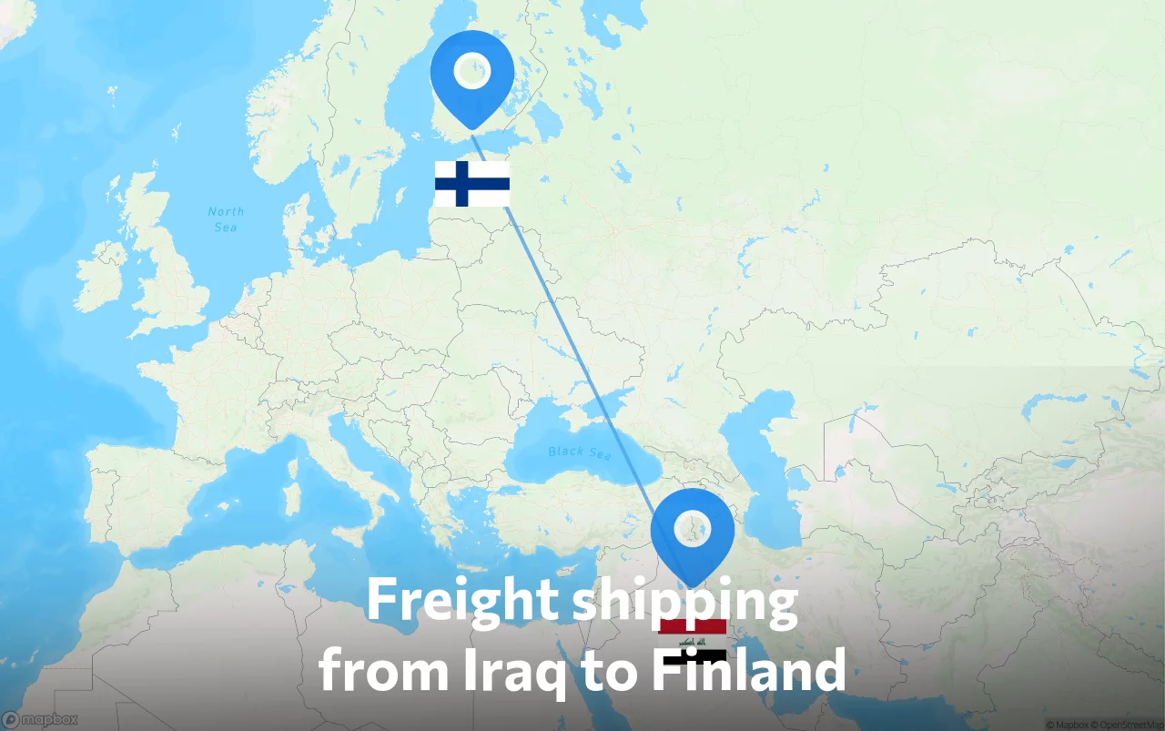 Shipping route from Iraq to Finland
