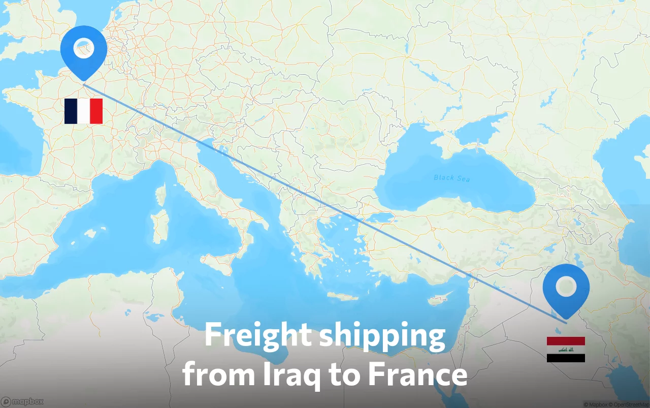 Shipping route from Iraq to France