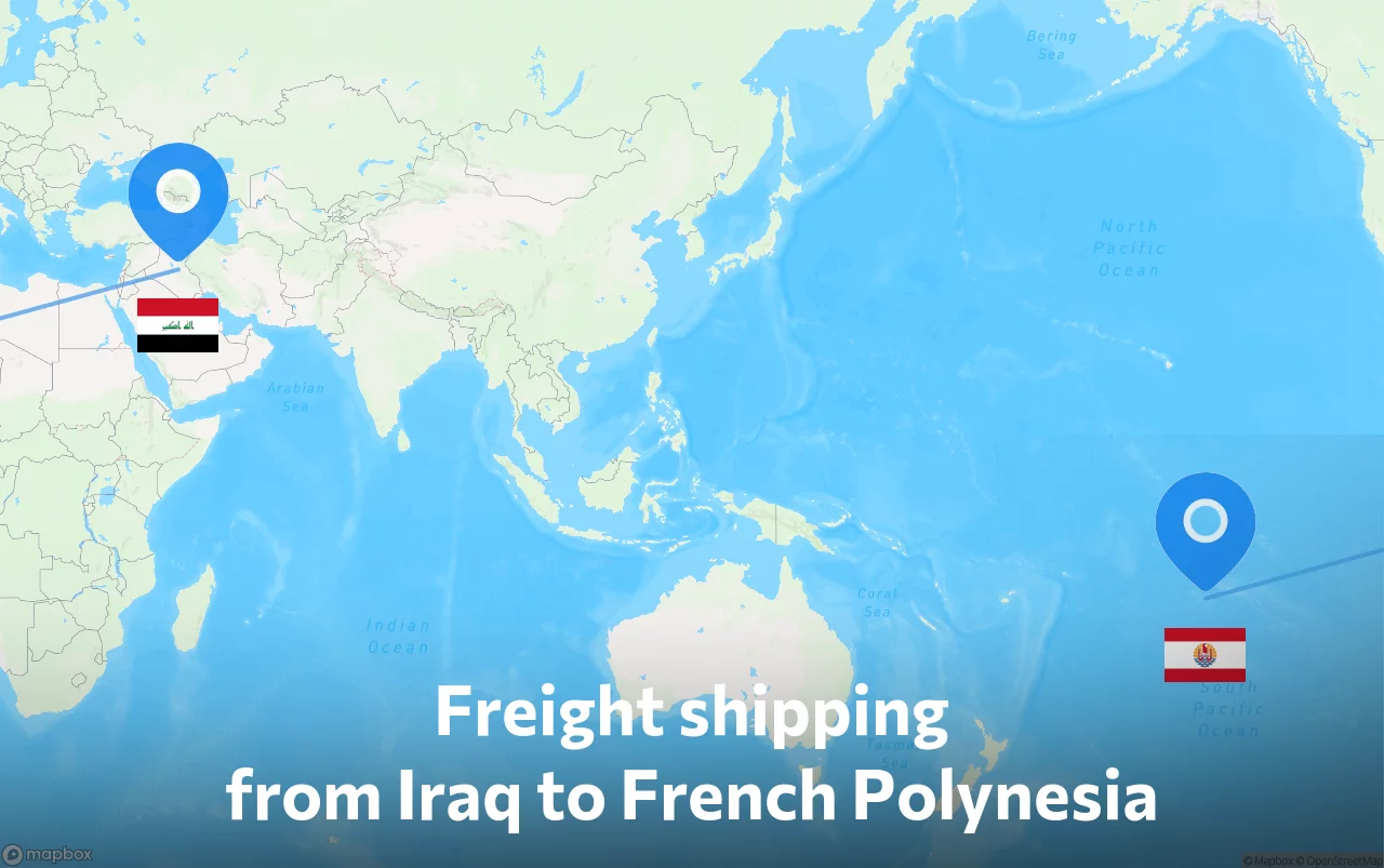 Shipping route from Iraq to French Polynesia