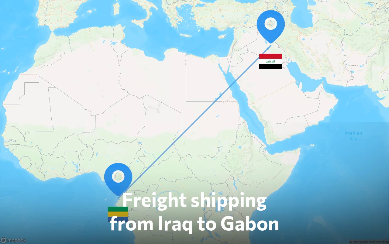 Shipping route from Iraq to Gabon