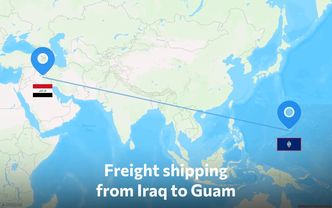 Shipping route from Iraq to Guam