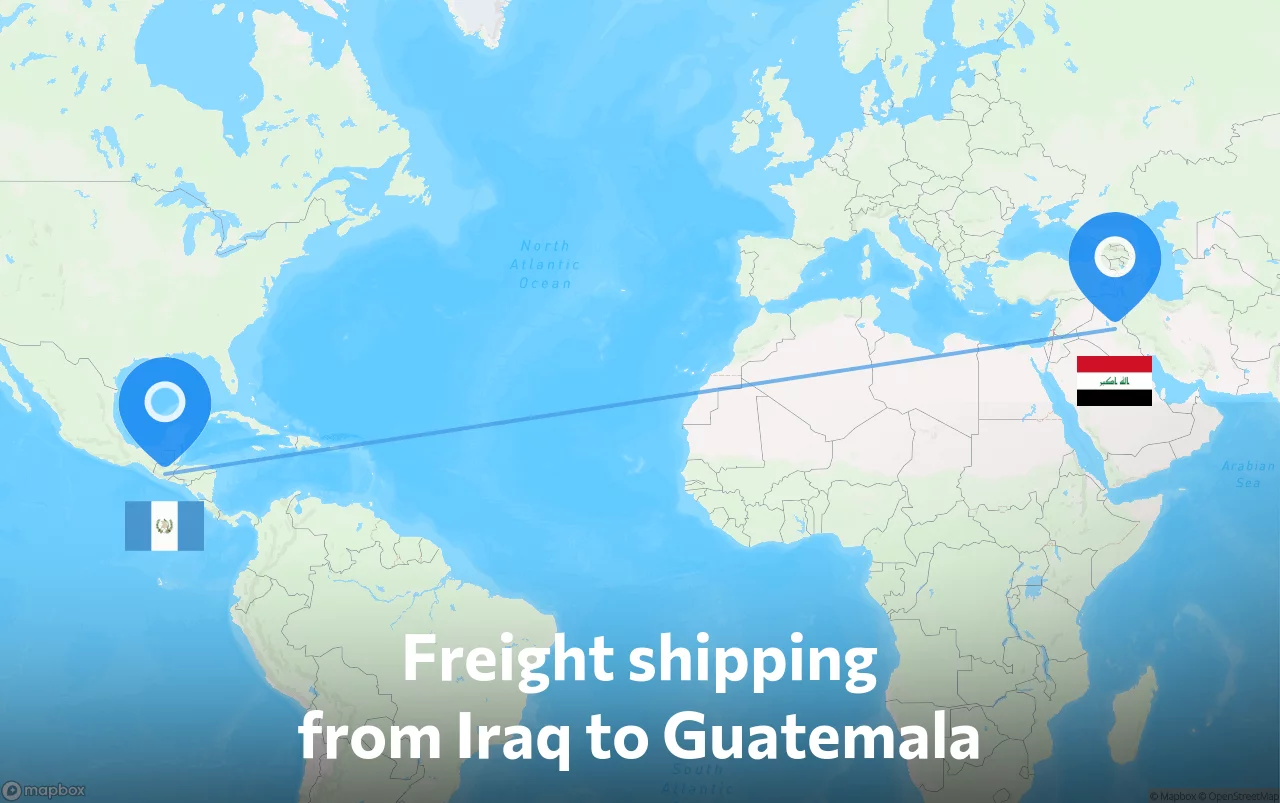 Shipping route from Iraq to Guatemala